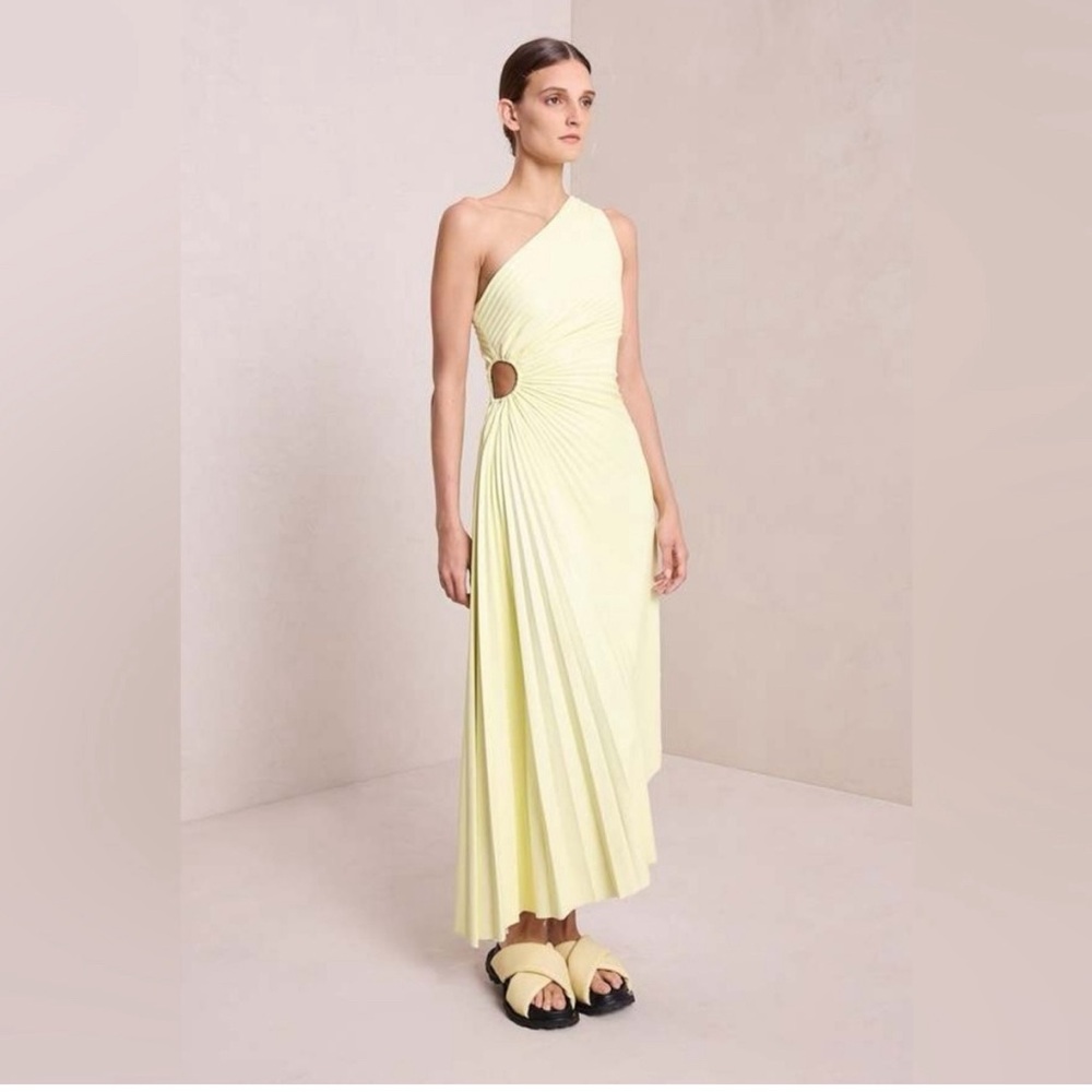 A.L.C lemon yellow faux leather gown.  Worn once.  Excellent condition.  Size 2